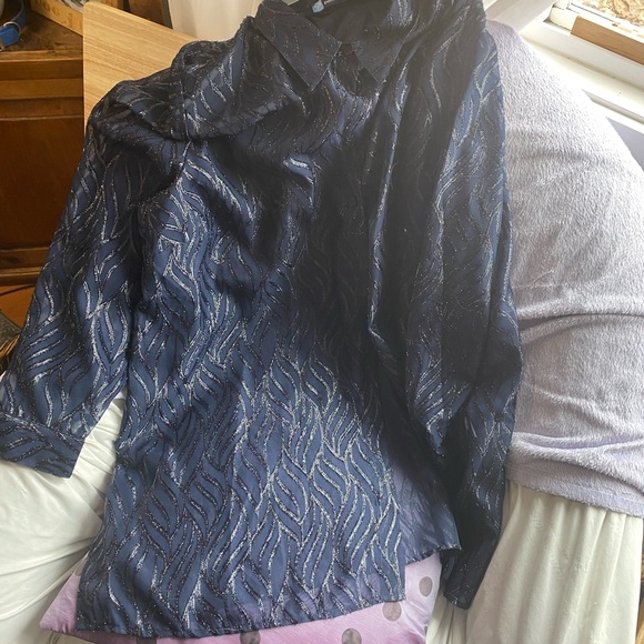 Blue and black ,button , long sleeve dress shirt.   2x - Picture 7 of 7